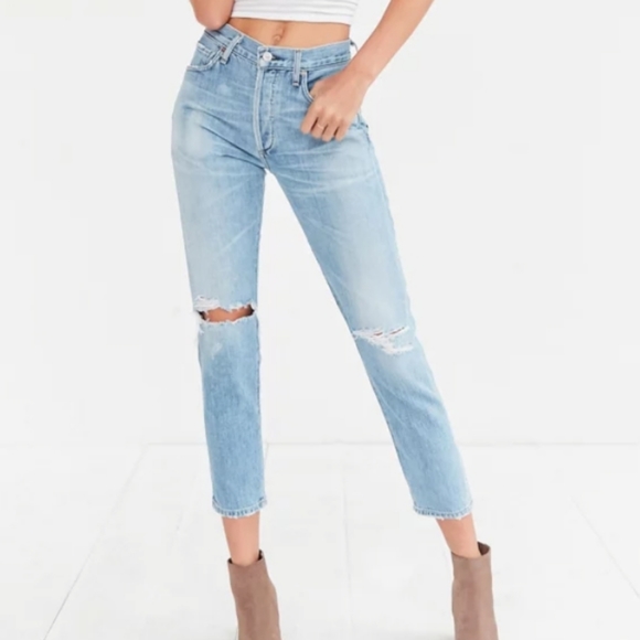 Citizens of Humanity Liya High Rise Classic Fit Ankle Crop jeans 24 in Torn - Picture 11 of 11